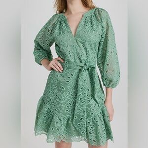Shoshanna Adelia Mint Green Eyelet Lace Mini Dress
